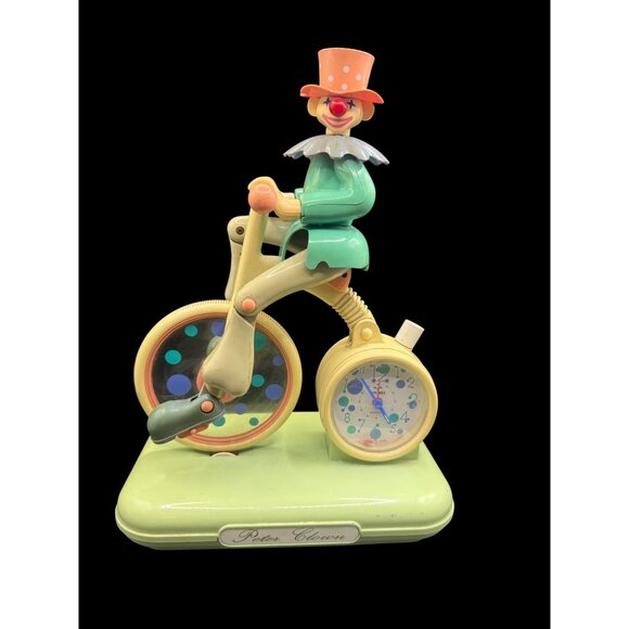 Vtg. Peter Clown Moving Musical Animated Alarm Clock Jinmei Japan NOT TESTED - Picture 1 of 9
